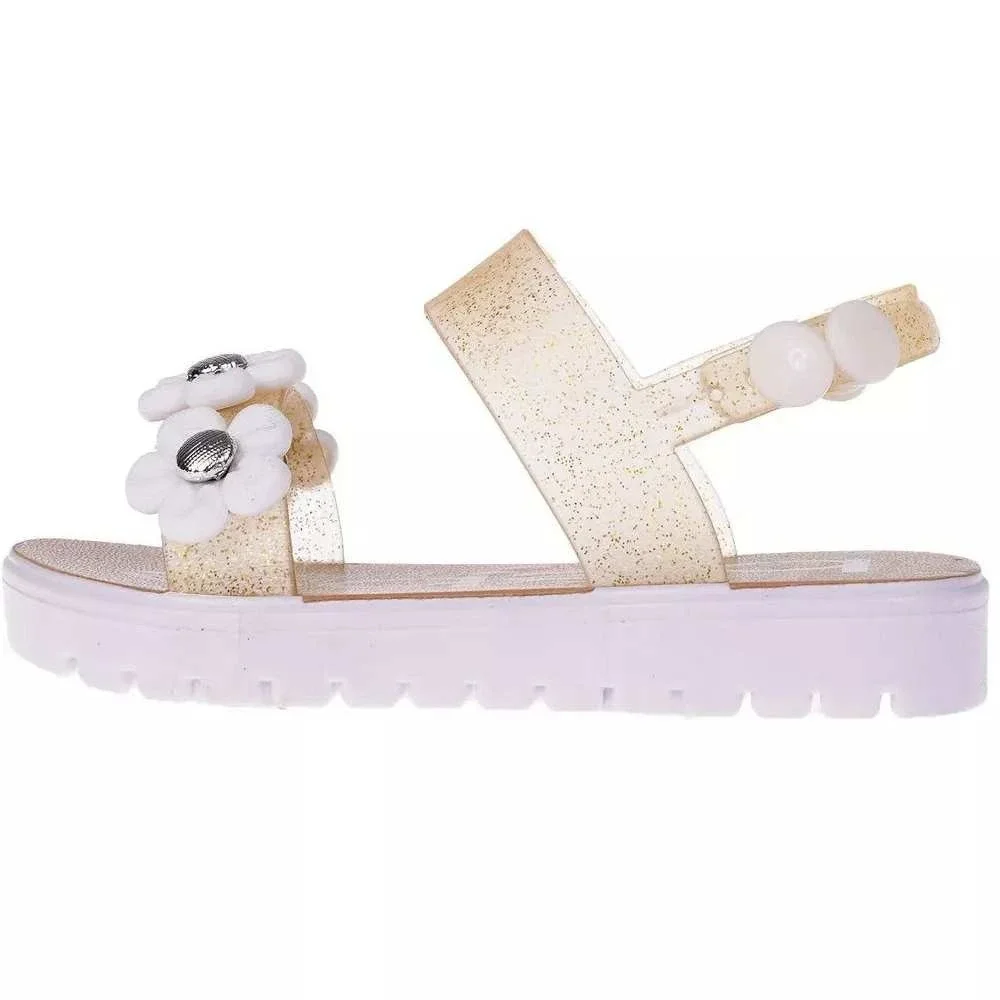 Baby Girls Sandals by bebe Glitter Flower Gold Size 5/6 New With Tags
